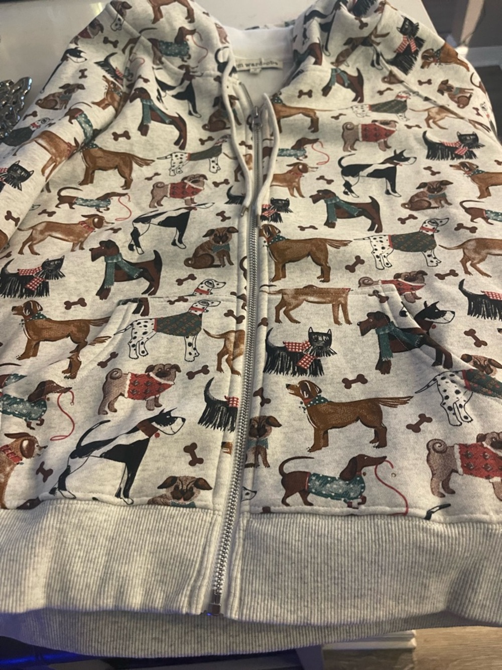 S hoodie from Kiki’s perkin cove Cream Dog Print Zip Hoodie - Cozy Pets Pattern